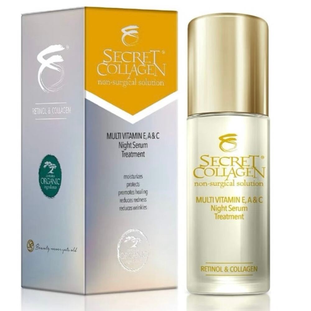 Secret Collagen Vitamin E A C Night Serum Retinol Firming Hydrating 1oz NEW